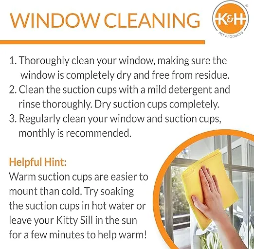 K&H Pet Products EZ Mount Thermo-Kitty Sill Heated Window Cat Bed, Heated Cat Hammock for Large Cats Extra-Deep Cat Perch Gray 27" X 10" X 11"