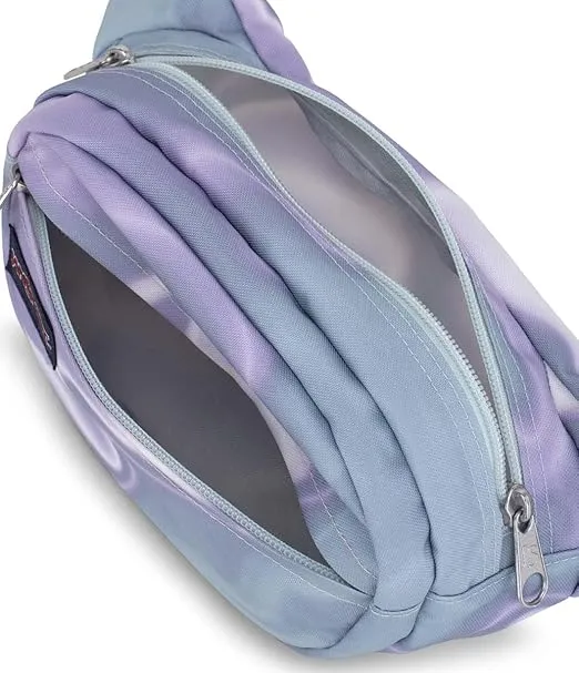 JanSport Fifth Avenue Fanny Pack Crossbody Bags for Women, Men, Platinum Puddles - Stylish, Durable Waist Bag with Adjustable Belt, Main Zippered Pocket, Quick Stash Pocket - Premium Travel Essentials