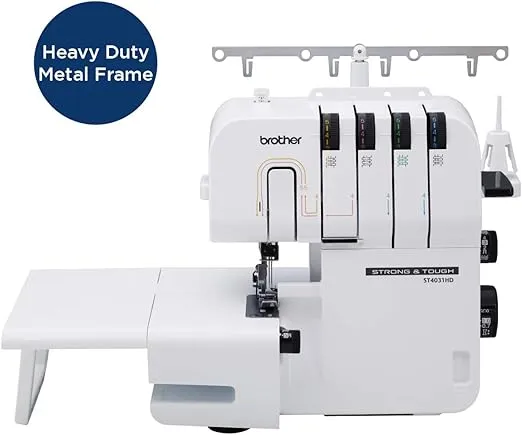 Brother ST4031HD Serger, Strong & Tough Serger, 1,300 Stitches Per Minute, Durable Metal Frame Overlock Machine, Large Extension Table, 3 Included Accessory Feet