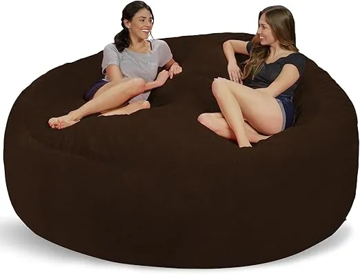 Chill Sack Bean Bag Chair: Giant 8' Memory Foam Furniture Bean Bag - Big Sofa with Soft Micro Fiber Cover - Brown Furry