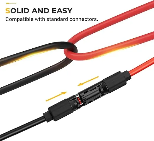 BougeRV 10 Feet 8AWG Solar Extension Cable with Female and Male Connector with Extra Pair of Connectors Solar Panel Adaptor Kit Tool (10FT Red + 10FT Black)