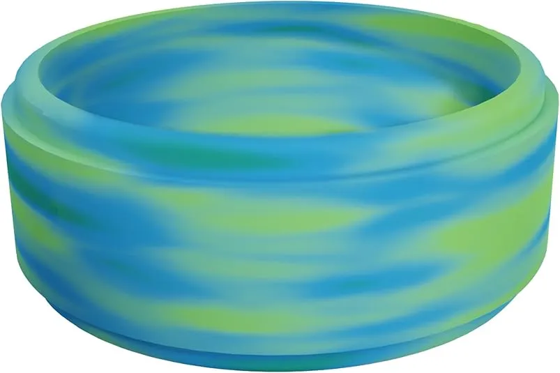 QALO Men's Rubber Silicone Ring, Aurora Polished Step Edge, Silicone Rubber Wedding Band, Breathable, Durable Rubber Wedding Ring for Men, 9mm Wide 2mm Thick, Multi Colors