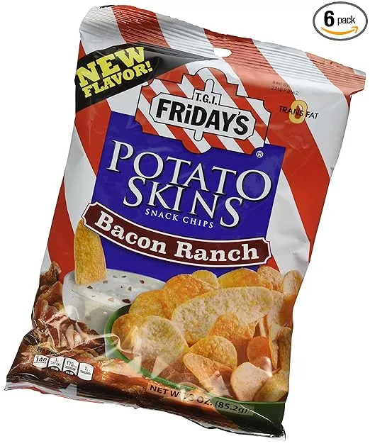 TGI Fridays Bacon Ranch Potato Skin chips, 3 Ounce -- 6 per case.