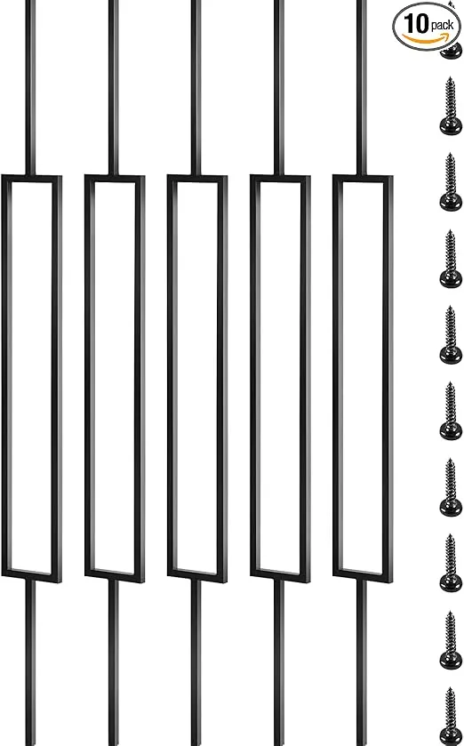 VEVOR Balusters Metal Deck Spindles, 44 Inch-10 Pack, Black, 10 Count