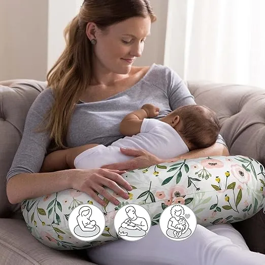 Boppy Nursing Pillow Original Support, #1 Selling Nursing Pillow Brand, Pink Garden, Ergonomic Nursing Essentials for Bottle and Breastfeeding, Firm Fiber Fill, with Removable Nursing Pillow Cover