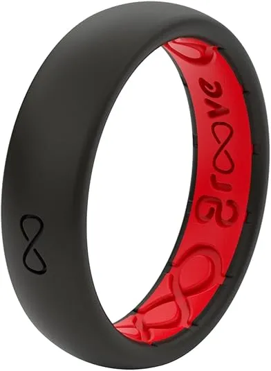 Groove Life Solid Thin Silicone Ring - Breathable Rubber Wedding Rings for Women, Lifetime Coverage, Unique Design, Comfort Fit Ring