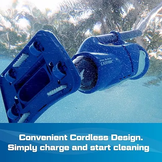 POOL BLASTER Catfish Cordless Pool Vacuum for Spot-Cleaning, Hot Tubs & Spas, Handheld Rechargeable, up to 45 Min Runtime, Quick, Efficient Swimming Pool Cleaner, Above Ground & Inground Pool Steps