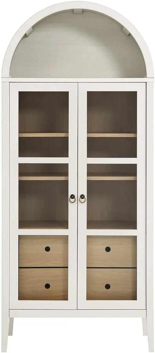 Modway EEI-6639-WHI-OAK Nolan Tall Arched Storage Display Cabinet, White Oak