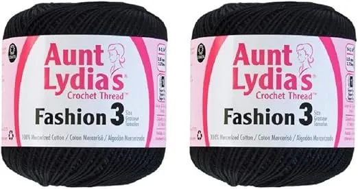 Aunt Lydia's Crochet Thread - Size 3 - (2-Pack) Black