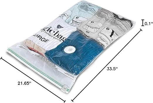MagicBag Smart Design Instant Space Saver Storage - Flat Large - Set of 6 Bags Total - Airtight Double Zipper - Vacuum Seal - Clothing, Pillows - Home Organization