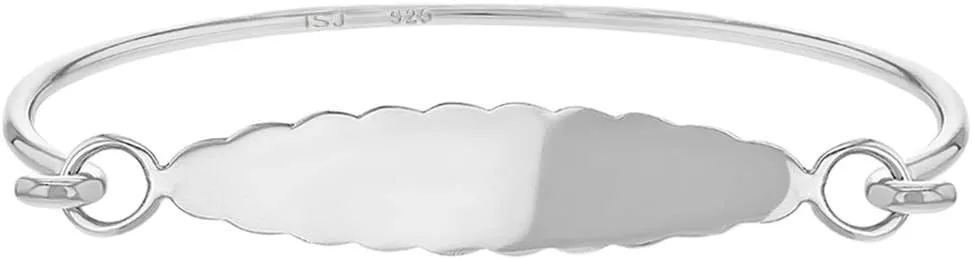 925 Sterling Silver Classic Oval ID Tag Bracelet for Toddlers & Little Girls - Cute Engravable Identification Bracelet for Young Girls - Personalized Name Plate Bracelet for Toddlers