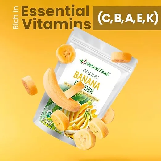 Z Natural Foods Organic Banana Powder, Fiber Supplement for Glowing Skin and Enhanced Immunity, Great in Juice, Smoothies, and Recipes, Non-GMO, Vegan, Gluten-Free, Kosher, 1 lb.