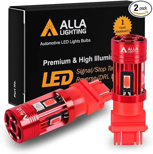 Alla Lighting T25 3156 3157 LED Bulbs Red Turn Signal Lights, 3057 4057 3057KX 3157KX 4057KX 3457 4157 CAN Bus Error Free 12V