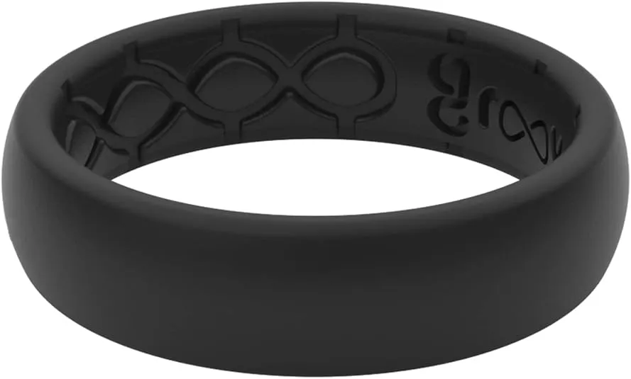 Groove Life Solid Thin Silicone Ring - Breathable Rubber Wedding Rings for Women, Lifetime Coverage, Unique Design, Comfort Fit Ring