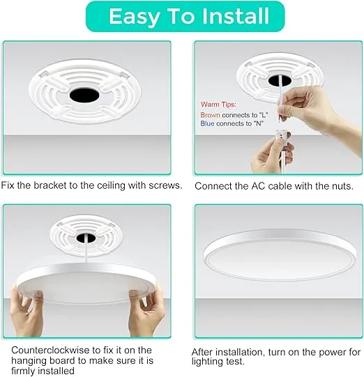 12 Inch 24W LED Flush Mount Ceiling Light Fixture, 5000K Daylight White, 3200LM, Flat Modern Round Light Fixtures, 240W Equivalent White Ceiling Lamp for Kitchens, Stairwells, Bedrooms.etc. 2Pack