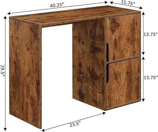Convenience Concepts Designs2Go Student Desk with Storage Cabinets, Barnwood