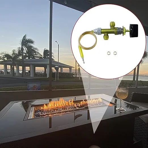 MENSI Low Pressure LPG Propane Gas Fireplace Fire Pit Flame Failure Safety Control Valve Kit with 𝟑/𝟖" 𝐌𝐚𝐥𝐞 𝐅𝐥𝐚𝐫𝐞 𝐒𝐰𝐢𝐯𝐞𝐥 (𝟓/𝟖"-𝟏𝟖𝐔𝐍𝐄𝐅) Fitting
