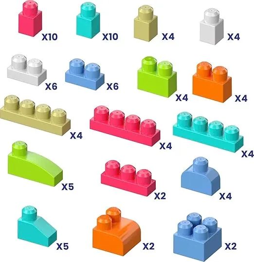 MEGA BLOKS First Builders Toddler Blocks Toys Set, Big Building Bag with 80 Pieces and Storage, Red, Ages 1+ Years