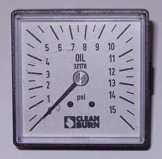 32178 Square Oil Gauge 0-15 for Clean Burn CB 500 Series Burners