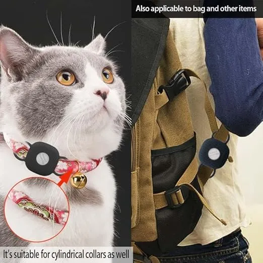 Dog Silicone Collar Holder for Samsung SmartTag/Smart Tag+Plus/Tile Mate, Companion of Finder Tracker Locator Case for Pet Cat Necklace Buddy, Android GPS Devices Accessories Secure Holder (2 Pack)