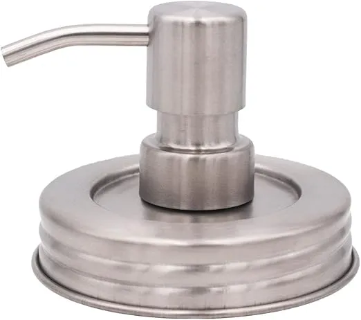Mason Jar Lifestyle Satin/Brushed #5 Stainless Steel Threaded Soap Pump Lid | Hand Soap Pump Top/Lotion Dispenser Pump Replacement Lids for Mason Jars (Wide Mouth)