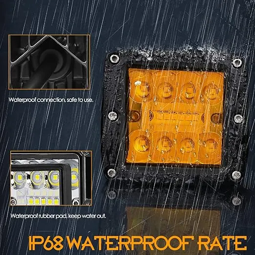 LED Cubes Amber, Nirider 2PCS 84W 3 Inch LED Pod Lights Off Road Driving Lights Spot Flood Combo LED Light Bars Amber LED Fog Lights Square LED Work Light for Truck Car ATV UTV Boat