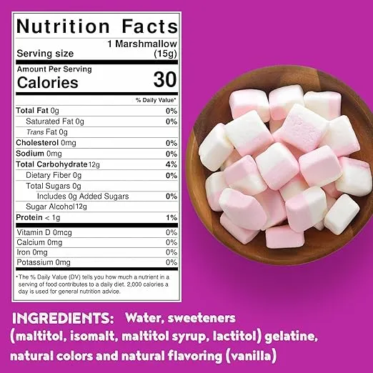 La Nouba Sugar-Free Marshmallows – 6 Bags – 2.7 oz. – Low Calorie, Low Carb, Fat-Free and Gluten Free Snack – Traditional Delicious Taste – All Natural and Healthy Marshmallows