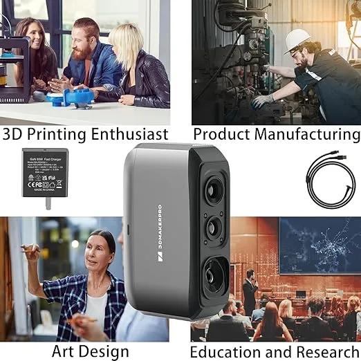 3DMakerpro Moose Lite Handheld 3D Scanner for 3D Printing, 3D Printer Accessories Scanner with 0.05mm High Accuracy, NIR Light & AI Visual Tracking, Anti-Shake Lenses, Compatible with Windows/MacOS