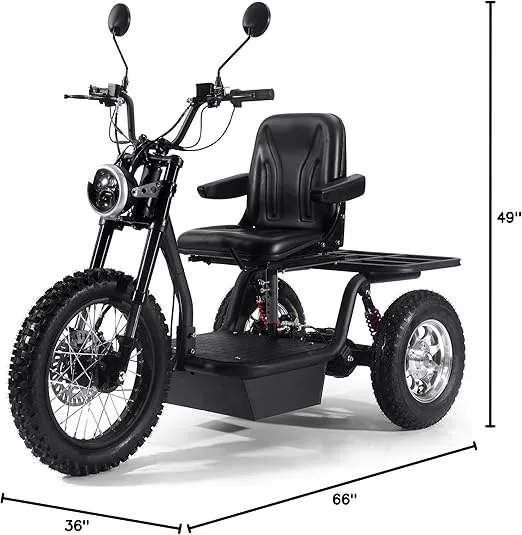 MotoTec Electric Trike 60v 1800w Black