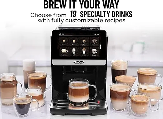 Zulay Magia Fully Automatic Espresso Machine With Grinder - 19 Customizable Coffee Options - Auto-Cleaning For Easy Maintenance - Milk-Foam System For Latte, Cappuccino, Macchiato - OG Silver