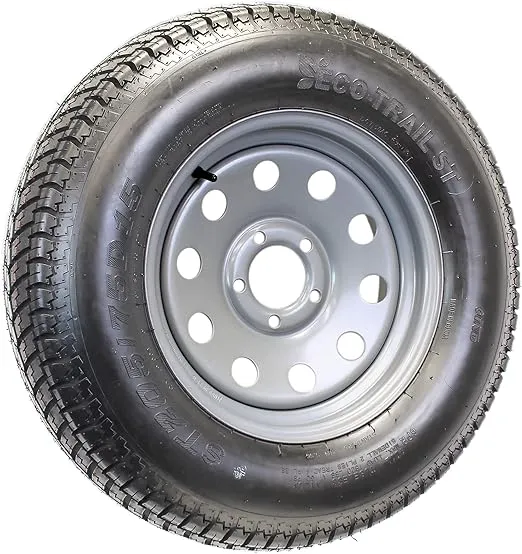 eCustomrim 2-Pack Trailer Tire Rim ST205/75D15 F78-15 205/75-15 Load Range C 5 Lug Silver Modular - 2 Year Warranty w/Free Roadside