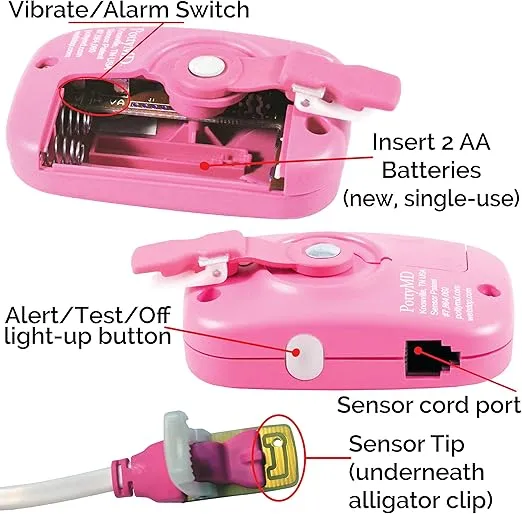 3 Pink Bedwetting Enuresis Alarm with Loud Sound and Strong Vibration for Boys or Girls, Proven Solutions for Bedwetters