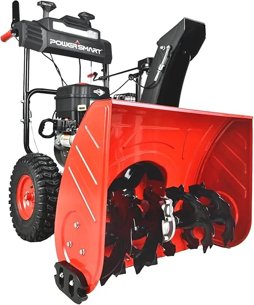 PowerSmart Snow Blower Gas Powered 24 in. 208cc Self-Propelled 2-Stage Snow Blower, Briggs and Stratton Engine with Eletric Start, Handle Warmer