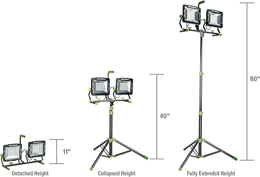 PowerSmith 30,000 Lumen Work Light with Stand, 80 in. Metal Flip-Lock Tripod, 10ft Grounded Power Cord, Impact Resistant Lens, Sealed Rocker Power Switches and 5 Year Warranty (PWLD300T)