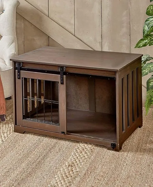 Barn Door Pet Crates Rustic Brown