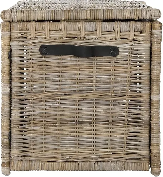 happimess HPM9004B Michael 35" Wicker Storage Trunk, Collapsible for flat storage, Rattan-Kubusoft Gray, Coastal for Office, Dorm Room-LivingRoom, Bedroom, Dining Room, Natural
