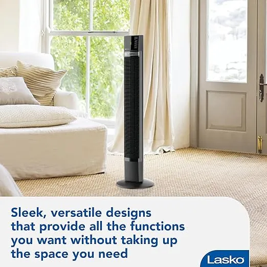 Lasko XtraAir 48-Inch Tower Fan with Remote Control, House-Fan Air Ionizer for Living Room, Bedroom, Office, and More, 2 Pack