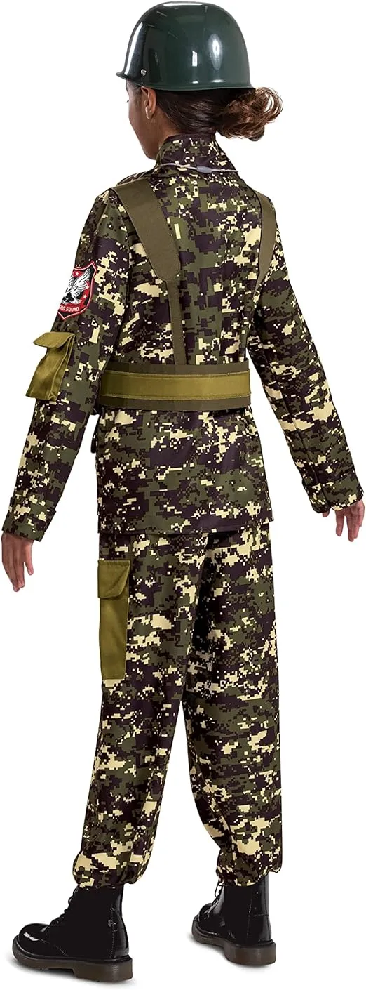 Kid's Soldier Halloween Costume, Camouflaged Military Uniform w/Plastic Dog Tags, Walkie-Talkie & Binoculars