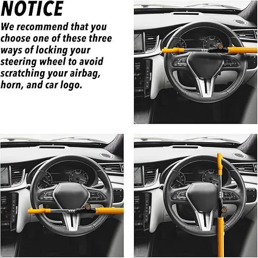 CARTMAN Vehicle Steering Wheel Lock Car Anti Theft Security Lock with Adjustable Length Fit for Cars Trucks Vans and SUVs
