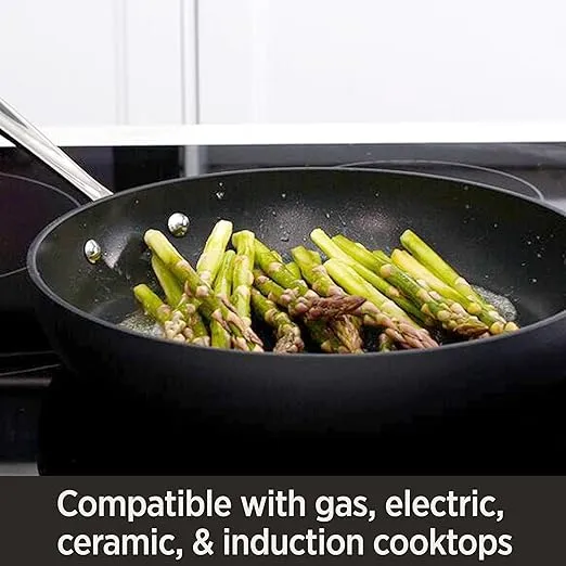 All-Clad HA1 Hard Anodized Non Stick Fry Pan Set 2 Piece, 8, 10 Inch, Induction, Oven Broiler Safe 500F, Pots and Pans Set, Kitchen Frying Pans, Skillets, Premium Cookware, Home, Dishwasher Safe Black