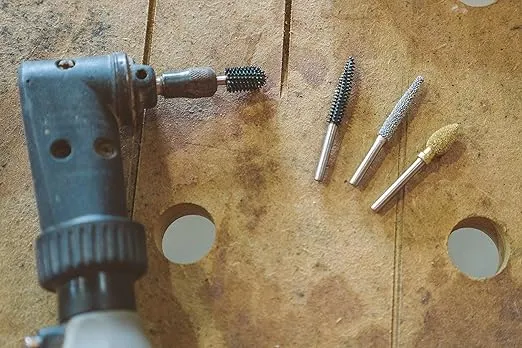Kutzall Original Taper Rotary Burr, 1⁄8" Shaft, Coarse - Woodworking Attachment for Dremel, Foredom, DeWalt, Milwaukee. Abrasive Tungsten Carbide, 1⁄4" (6.3mm) Head Dia. X 1⁄2" (12.7mm) Length, T-14-E