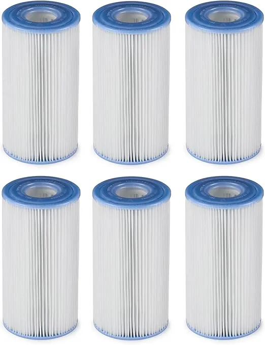 Intex Easy Set 18 Foot by 48 Inch Round Inflatable Above Ground Swimming Pool with Filter Pump, Ladder, Pool Cover, and 6 Pack Filter Cartridges, Blue