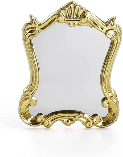 Odoria 1/12 Miniature Wall Mirror Dollhouse Decoration Accessories, Gold