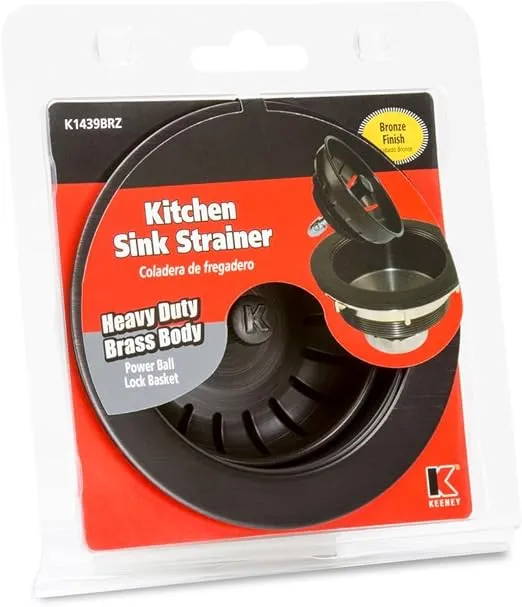 Keeney K1439BRZ Deep Thread Cast Brass Kitchen Sink Strainer, 3.5-Inch Opening, Oil Rubbed Bronze