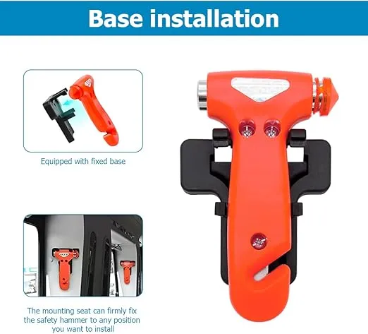 BELOMI 2 Pack Car Safety Hammer, Emergency Escape Tool with Window Breaker and Seat Belt Cutter, 5-in-1 Auto Multifunctional Escape Hammer for Accident, Vehicle Survive Accessories (Orange)