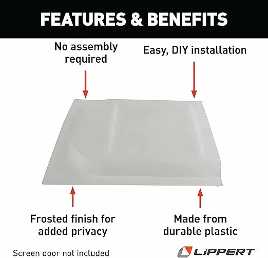 Lippert Motorhome Entry Screen Door Bubble Slider Panel with Frosted Finish, Durable Plastic, Easy Installation, No Assembly Required - 234101, White