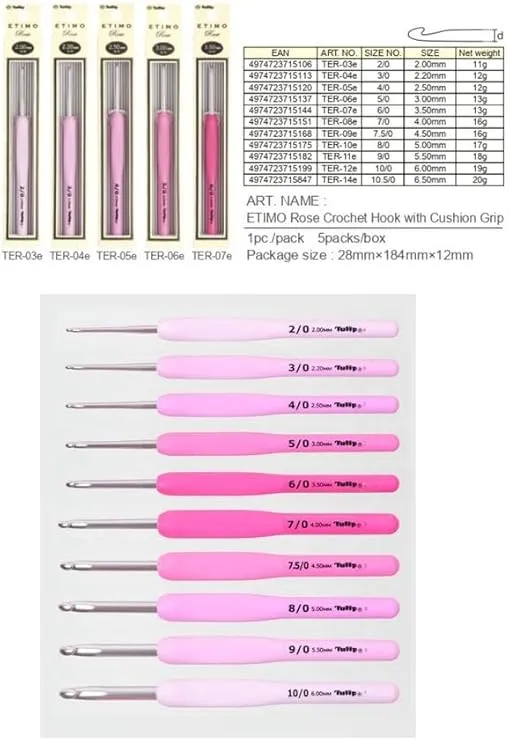 Tulip Company Tulip Etimo Rose Crochet Hook, 8/5mm