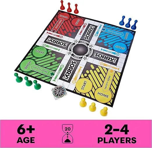 Giant Sorry Classic Family Board Game Indoor Outdoor Retro Party Activity Summer Toy with Oversized Gameboard, for Adults and Kids Ages 6 and up