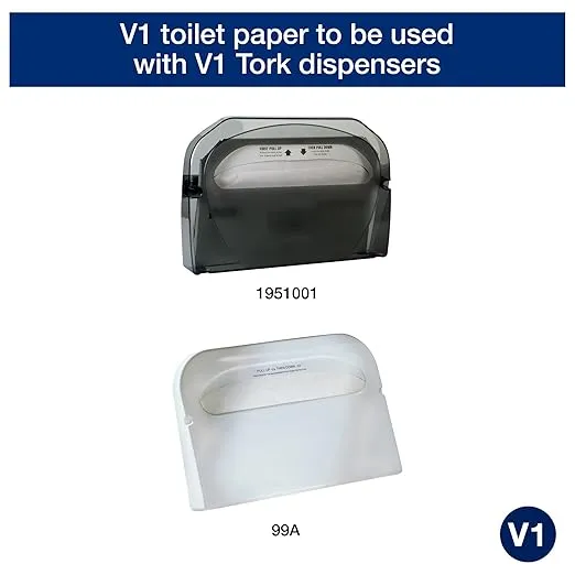 Tork Toilet Seat Cover White V1, Universal, 1/2 Fold, 20 x 250 Covers, TC0020