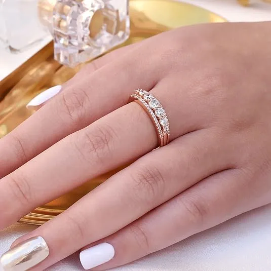 Newshe Eternity Ring Wedding Band for Women 925 Sterling Silver 1.13ct Round White AAAAA Cz Size 4-13